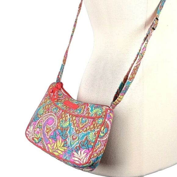 Vera Bradley Paisley in Paradise Small  Crossbody Bag Purse Tote - Picture 3 of 11